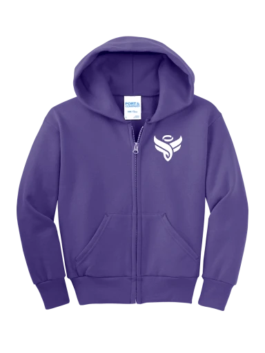 Port & Co Youth Core Fleece Full-Zip Hooded Sweatshirt preview, front