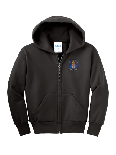Port & Co Youth Core Fleece Full-Zip Hooded Sweatshirt preview, front