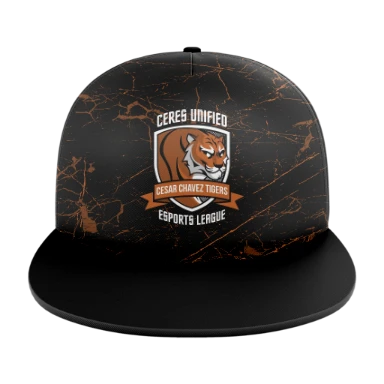 Sublimated 5 Panel Solid Flat Bill Cap preview, front