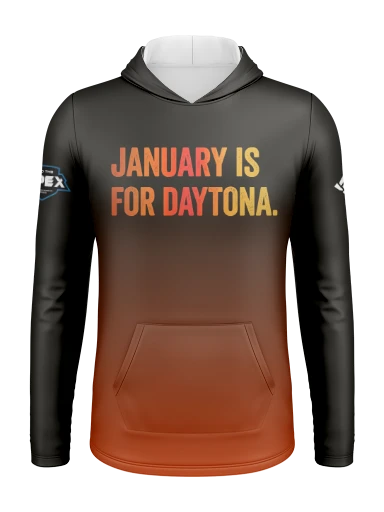 January is for Daytona Hoodie preview, front