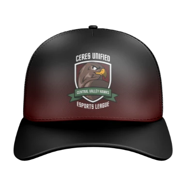 Sublimated 5 Panel Curved Trucker Cap preview, front
