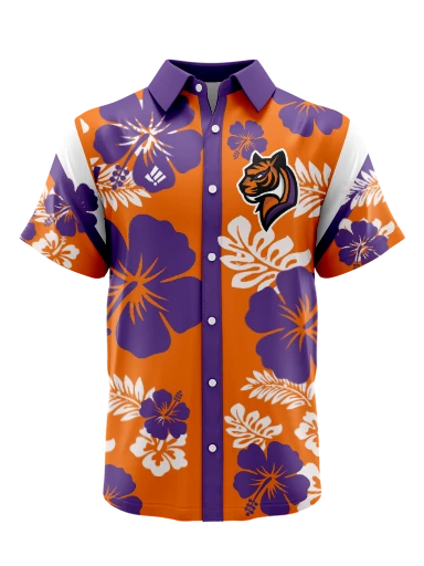 Orange Flowery Hawaiian Shirt preview, front