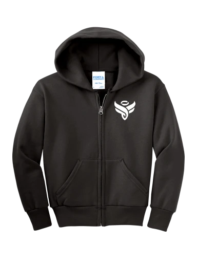 Port & Co Youth Core Fleece Full-Zip Hooded Sweatshirt preview, front
