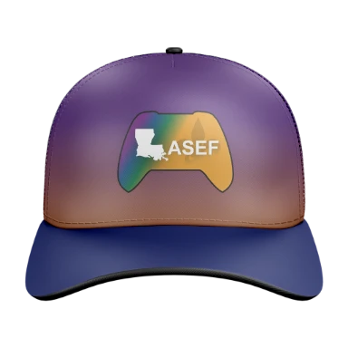 Sublimated 5 Panel Curved Trucker Cap preview, front