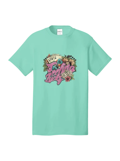 Feeling Lucky Floral teal Tee preview, front