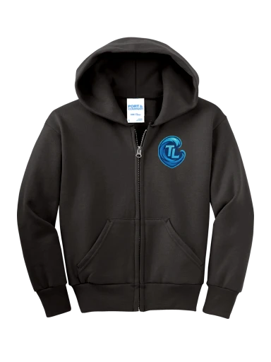 Port & Co Youth Core Fleece Full-Zip Hooded Sweatshirt preview, front