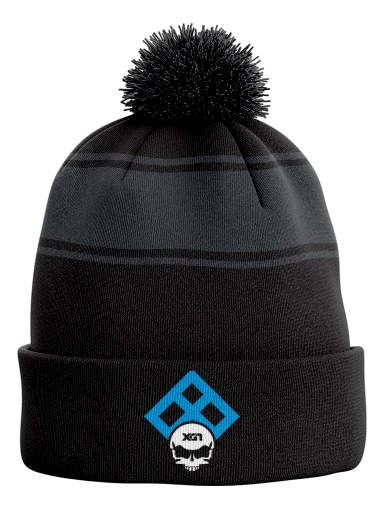 XGN Stripe Pom Pom Beanie preview, front