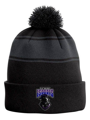 Sport-Tek Stripe Pom Pom Beanie preview, front